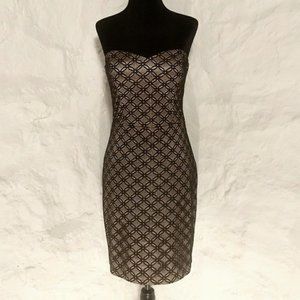 Maurice's gold and black lace strapless dress